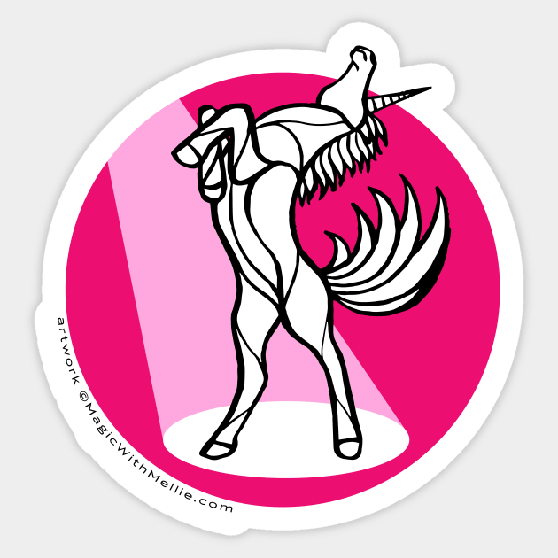 Opera Pink Unicorn in the Spotlight — Inktober Unicorn illustration series Sticker by mellierosetest